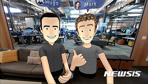 【서울=뉴시스】 박영환 기자 = 마크 저커버그 페이스북 CEO가 자신의 페이스북에 올린 휴고 바라 신임 부사장과 자신의 아바타. 바라 신임 부사장은 페이스북에서 가상현실(VR) 부문을 이끌게 된다. 2017.01.26