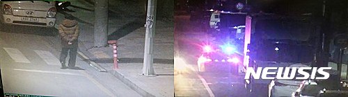 【세종=뉴시스】노왕섭 기자 = 세종시 도시통합정보센터가 1일 오전 4시쯤 조치원 남리 공원 일대를 배회하던 실종자를 발견하고 곧바로 경찰서에 위치정보를 제공했다. 배회하는 실종자 CCTV 화면(왼쪽)과 경찰차가 출동한 당시의 CCTV 화면 자료사진. 2017.03.05. (사진=세종특별자치시청 제공) phto@newsis.com