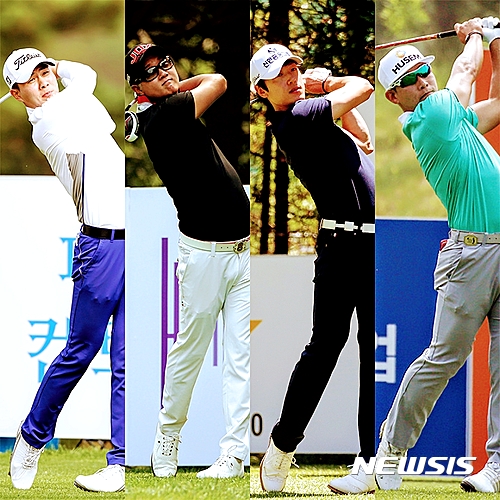 【서울=뉴시스】한국프로골프(KPGA) 코리안투어 역대 장타왕 4인방인 김건하(가장 왼쪽부터), 허인회, 김태훈, 김봉섭. 2017.3.9. (사진=KPGA 제공)