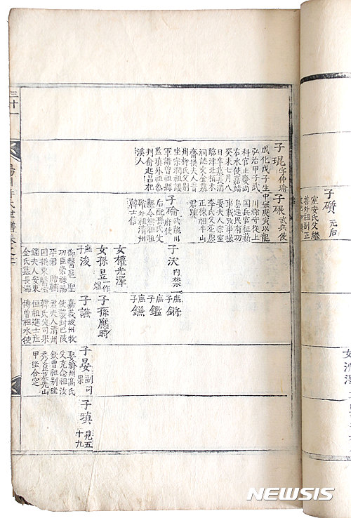【서울=뉴시스】허준의 성명이 처음 등재된 ‘양천허씨세보’