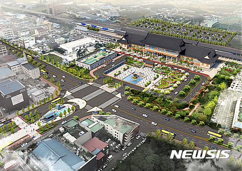 【전주=뉴시스】지난해 사전타당성조사 연구용역 보고회를 위해 마련된 전주역 조감도. (자료사진)