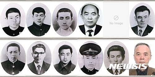 【청주=뉴시스】강신욱 기자 = 1960년 4월19일 자유당 정권의 3·15 부정선거에 분연히 일어섰던 4·19혁명이 19일로 57주년을 맞는다. 서울시 강북구 수유동 국립4·19민주묘지에는 충북 출생 열사 12명이 안장돼 있다. 사진 위 왼쪽부터 시계 방향으로 최기두, 지영헌, 정삼근, 이종억, 이우대(사진 없음), 이기태, 신덕선, 박춘봉, 민병록, 문화웅, 김태년, 고해길 열사. 2017.04.18. (사진=국립 4·19민주묘지 제공)&nbsp; photo@newsis.com