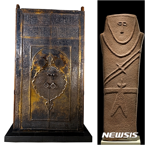 【서울=뉴시스】메카 카바 신전의 문(1635~1636), 사람 모양의 석상(기원전 4000년기) 