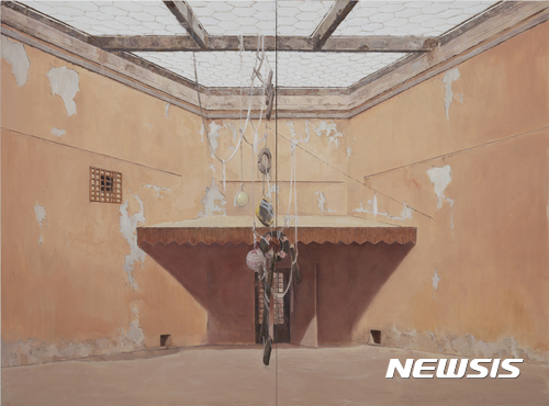 【서울=뉴시스】박현주 기자 = 노충현, 연극이 끝난 후, 2015, 캔버스에 유채, 194x260cm ⓒCourtesy of the artist and Kukje Gallery