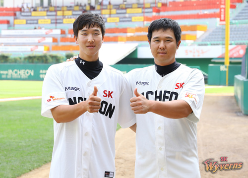 【서울=뉴시스】 SK 와이번스 최정-최항 형제. (사진제공 = SK 와이번스)