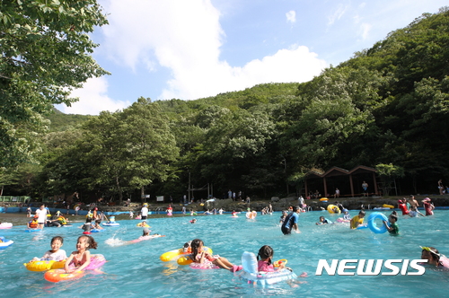 【홍성·예산=뉴시스】충남 보령시 성주산 화장골 물놀이장.