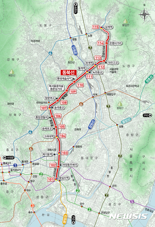 【서울=뉴시스】 서울시 동북선 도시철도 위치도. (그래픽 = 서울시 제공)&nbsp; photo@newsis.com