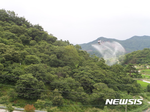 【거창=뉴시스】정경규 기자 = 경남 거창군은 24일부터 밤나무 해충 항공방제에 들어갔다.2017.07.24.(사진=거창군 제공) photo@newsis.com