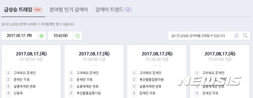 【서울=뉴시스】네이버 포털사이트 실시간 검색어 순위에 '고마워요 문재인'이 1위에 올랐다(사진캡처=네이버)