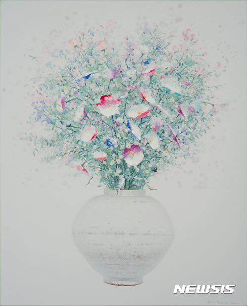 【서울=뉴시스】안광식, Nature-diary 91.0 X 72.7cm Oil, Stone powder on canvas 2017