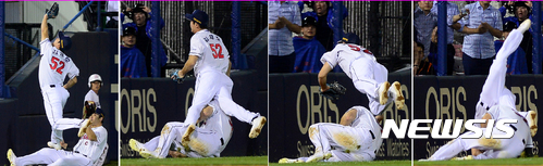 [프로야구]'수비 중 충돌' 김재호, 결국 1군 제외…"당분간 류지혁 선발"