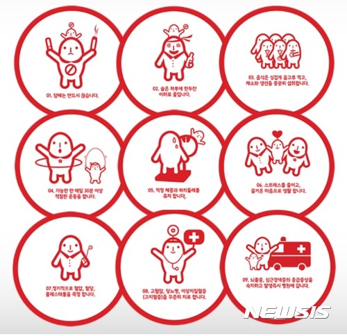 【서울=뉴시스】심뇌혈관질환 예방 9계명(제공:질병관리본부)