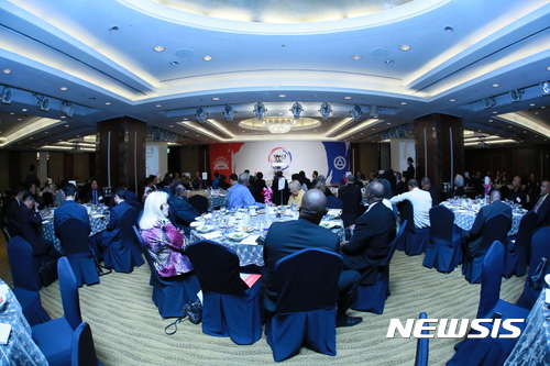 【서울=뉴시스】지난 5일 서울 송파구 잠실동 롯데호텔월드에서 열린 '2017 효정 세계평화 초종교 성직자 국제세미나' 개회식 모습. (사진=한국종교협의회 제공)