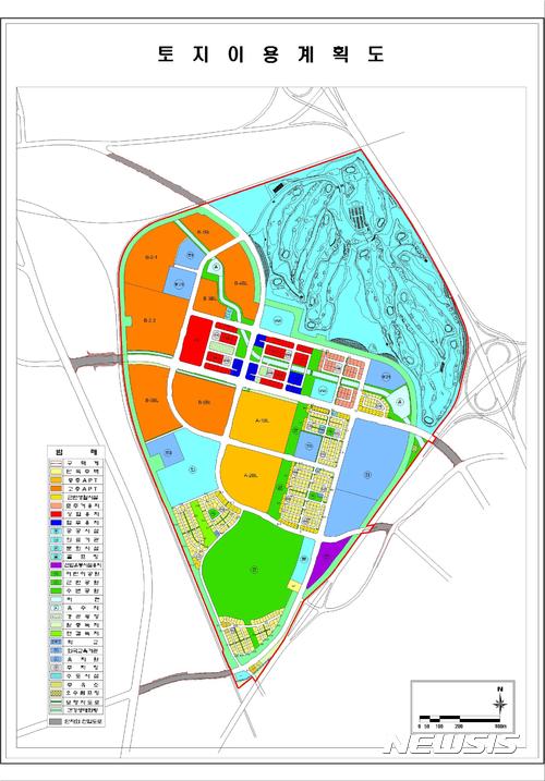 【순천=뉴시스】김석훈 기자 = 전남 순천시 신대지구 개발 현황도. 신대지구는 광양만권 최고의 주택단지 조성을 목표로 2003년부터 최근까지 10여 년간 해룡면 290만 ㎡(87만8000 평) 부지에 보상비 1818억 원 등 총 5600억 원이 투입됐다. 2017.09.19. (사진=순천시청 제공) kim@newsis.com