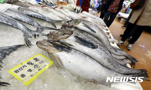 【서울=뉴시스】임태훈 기자 = 세계무역기구(WTO)가 후쿠시마 원전 사고 이후 일본산 수산물 수입을 금지한 한국 정부의 조치에 대한 판정 결과를 한·일 양국에 통보한 사실이 확인됐다. 산업통상자원부 관계자는 17일 "WTO로부터 판정 내용을 통보받았고 현재 내용을 분석 중"이라고 밝혔다. 정부 관계자와 전문가들의 말을 종합하면 WTO 패널은 이번 보고서에서 우리 측의 패소에 가까운 판정을 내린 것으로 보인다. 이날 오후 서울 영등포구 노량진수산시장에서 방사능 수치 검역에 통과한 일본산 생태가 판매되고 있다. 2017.10.17. taehoonlim@newsis.com