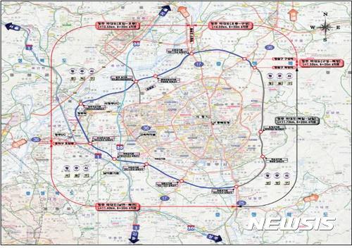 【청주=뉴시스】천영준 기자 = 충북 청주시는 13일 국도대체 우회도로(3차 우회도로)의 총연장 41.83㎞ 중 30.1㎞의 공사가 완료됐다고 밝혔다. 사진은 청주 3차 우회도로 현황도. 2017.11.13. (사진=청주시 제공) photo@newsis.com