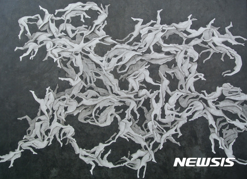 【서울=뉴시스】 나지수, Causality, 2017, 장지 수묵, 162x130x3㎝