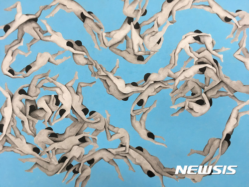 【서울=뉴시스】나지수, 흐름, 2017, 장지위에 혼합재료, 74x90㎝