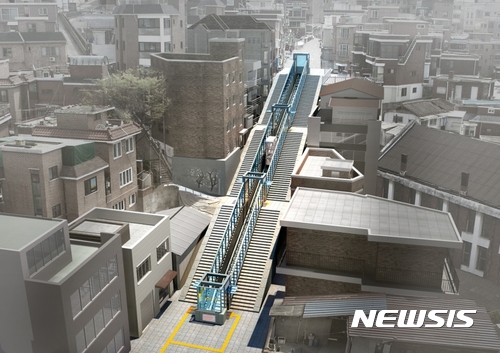 【서울=뉴시스】서울 용산구 해방촌 108계단 경사형 엘리베이터 조감도. 2017.11.20. (사진 = 용산구 제공) photo@newsis.com