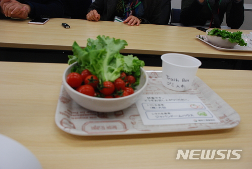 【가시와(지바)=뉴시스】 김혜경 기자 = 일본 지바(千葉)현 가시아(柏)시에 위치한 지바대학 식물공장에서 재배한 방울토마토와 양상추. 사진은 지난 11월 14일 촬영된 것이다. 2017.11.26