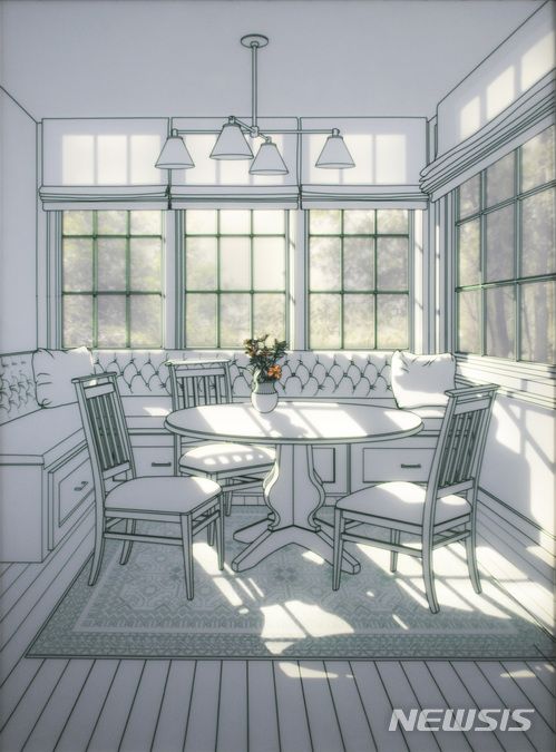 【서울=뉴시스】빛이 드는 공간, 2017, 강화유리에 샌딩, 유리전사, LED, 152x112x4cm