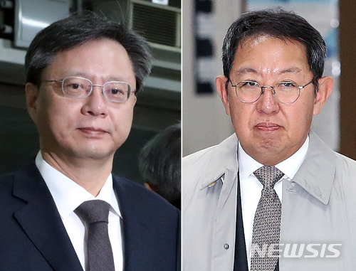 【서울=뉴시스】임태훈·김선웅 기자 = 우병우(왼쪽) 전 청와대 민정수석과 이석수 전 특별감찰관. 2017.11.27.&nbsp;&nbsp; photo@newsis.com