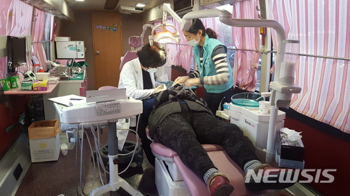 【수원=뉴시스】김경호 기자= 국민건강보험공단과 경기도의료원, 경기도치과의사회, 경기도병원협회 등은 2일 수원 능실종합사회복지관에서 장애인, 홀몸노인 등 100여명을 대상으로 ‘사랑 실은 건강천사’ 의료봉사 활동을 펼쳤다. 2017.12.02(사진= 건보 경인본부 제공)&nbsp; photo@newsis.com