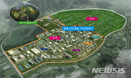【밀양=뉴시스】안지율 기자 = 16일 경남 밀양시가 대한민국 미래 성장 동력을 주도할 첨단산업 중심지로 탈바꿈하면서 첨단과학 도시를 향해 힘차게 발돋움하고 있다. 사진은 나노융합국가산업단지 조감도. 2017.12.16. (사진=밀양시 제공)&nbsp; photo@newsis.com