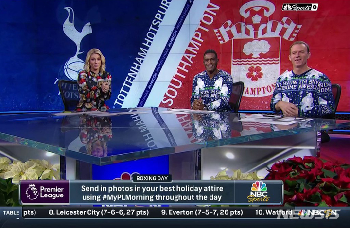 [스탬포드=AP/뉴시스]프리미어리그(EPL) 박싱데이 경기를 중계하고 있다. 2017.12.26.