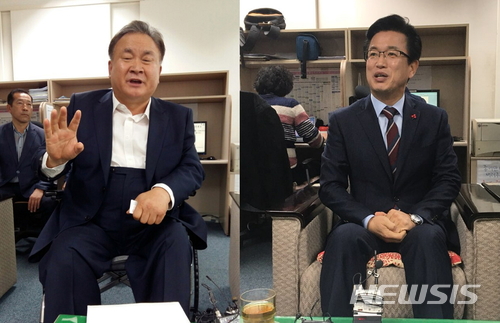 【대전=뉴시스】더불어민주당 이상민(왼쪽) 국회의원과 허태정 유성구청장. (사진=뉴시스DB)