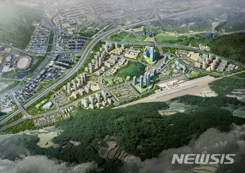 【진주=뉴시스】정경규 기자 = 경남 진주시 가좌동 409-2번지 진주역에 조성중인 신진주역세권개발 조감도.2018.02.04.(사진=진주시 제공)photo@newsis.com