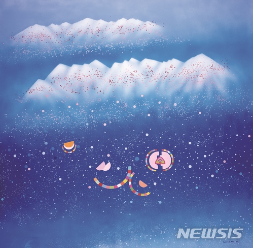 【서울=뉴시스】 지구 반대편으로 가는 길 1월 4, 90, 1990, 캔버스에 아크릴릭, 150x150cm, 진주시립이성자미술관 소장