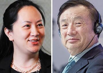 【서울=뉴시스】중국 최대 스마트폰 제조업체 화웨이 설립자이자 회장인 런정페이(任正非)와 딸 멍완저우(孟晩舟). (사진출처: 바이두) 2018.03.26