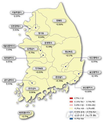 전국 아파트값, 1년2개월만에 '하락전환'