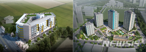 【수원=뉴시스】 수원영통(왼쪽)과 다산역 A2 따복하우스 조감도. 2018.03.30. (사진=경기도 제공) photo@newsis.com