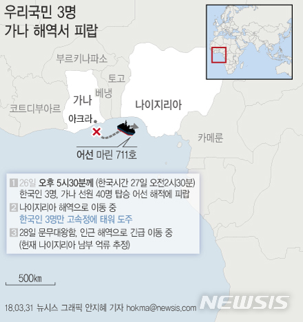 【서울=뉴시스】안지혜 기자 = 외교부는 지난달 26일 오후 5시30분께(현지시간) 가나 해역에서 한국인 3명이 탑승한 어선이 피랍됐다고 31일 밝혔다. hokma@newsis.com 