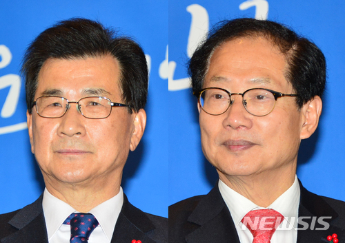 【청주=뉴시스】인진연 기자 = 더불어민주당 공천관리위원회(공관위)는 6·13지방선거 충북지사 후보를 경선을 통해 선발하기로 3일 결정했다. 사진 왼쪽부터 이시종 충북도지사와 오제세 의원. 2018.04.03 (사진=뉴시스DB) inphoto@newsis.com