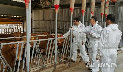 【안동=뉴시스】류상현 기자 = 이 달 초 한우 전문가들이 경북도내 한우사육 농가를 찾아 현장 컨설팅을 하고 있다. 2018.04.16 (사진=경북도 제공) photo@newsis.com 