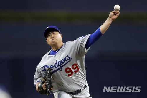 【샌디에이고=AP/뉴시스】 류현진, LA 다저스 투수