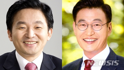 【제주=뉴시스】6·13 지방선거에서 제주도지사 선거에 출마한 무소속 원희룡 후보(왼쪽)와 더불어민주당 문대림 후보. (사진=뉴시스DB)