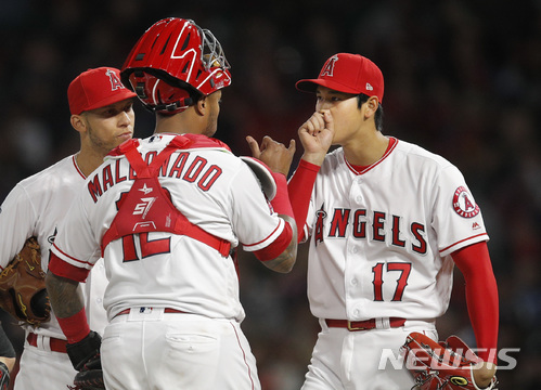 【로스앤젤레스=AP/뉴시스】 오타니 쇼헤이(17번), LA 에인절스 