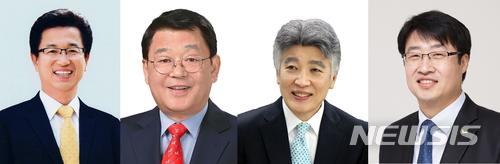 【대전=뉴시스】왼쪽부터 더불어민주당 허태정, 자유한국당 박성효, 바른미래당 남충희 대전시장 후보, 정의당 김윤기 대전시장 예비후보.