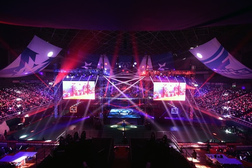 【서울=뉴시스】2018 LCK 스프링 스플릿 결승전이 열렸던 부산 사직실내체육관의 전경(사진=라이엇게임즈 제공)