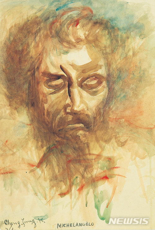 【서울=뉴시스】 김종영, 미켈란젤로, 36x53cm, 종이에 수채, 연도미상
