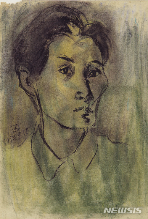 【서울=뉴시스】 김종영, 자화상, 43x63cm, 종이에 콘테와 수채, 1950년 09월 15일