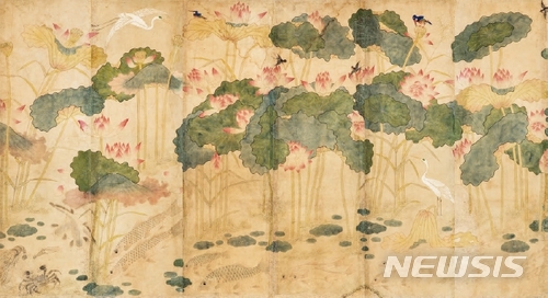 【서울=뉴시스】 연화도종이에 채색97.8×357cm, 12폭, 19세기, 추정가 1억6000만~3억