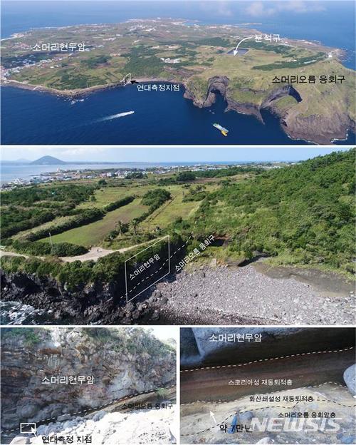 우도 전경 및 연대측정 지점.(제주도청 제공)