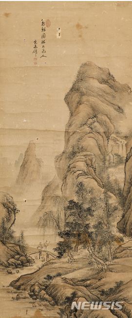 【서울=뉴시스】 고송유수관 이인문의 산수인물도종이에 수묵담채, 129×56cm, 추정가, 1억1000만~2억