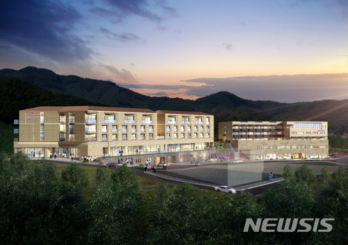 【문경=뉴시스】김진호 기자 = 경북 문경시 문경새재에 고품격 레지던스호텔 '라마다 문경새재 리조트'가 다음달 개장한다. 사진은 라마다 문경새재 리조트 조감도. 2018.05.23 (사진=라마다개발㈜ 제공) photo@newsis.com
