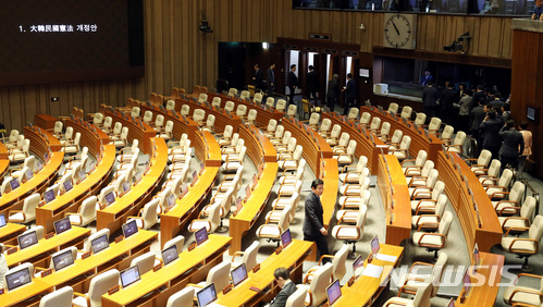 국회 본회의 개의 무산…2野 보이콧 의결 정족수 미달